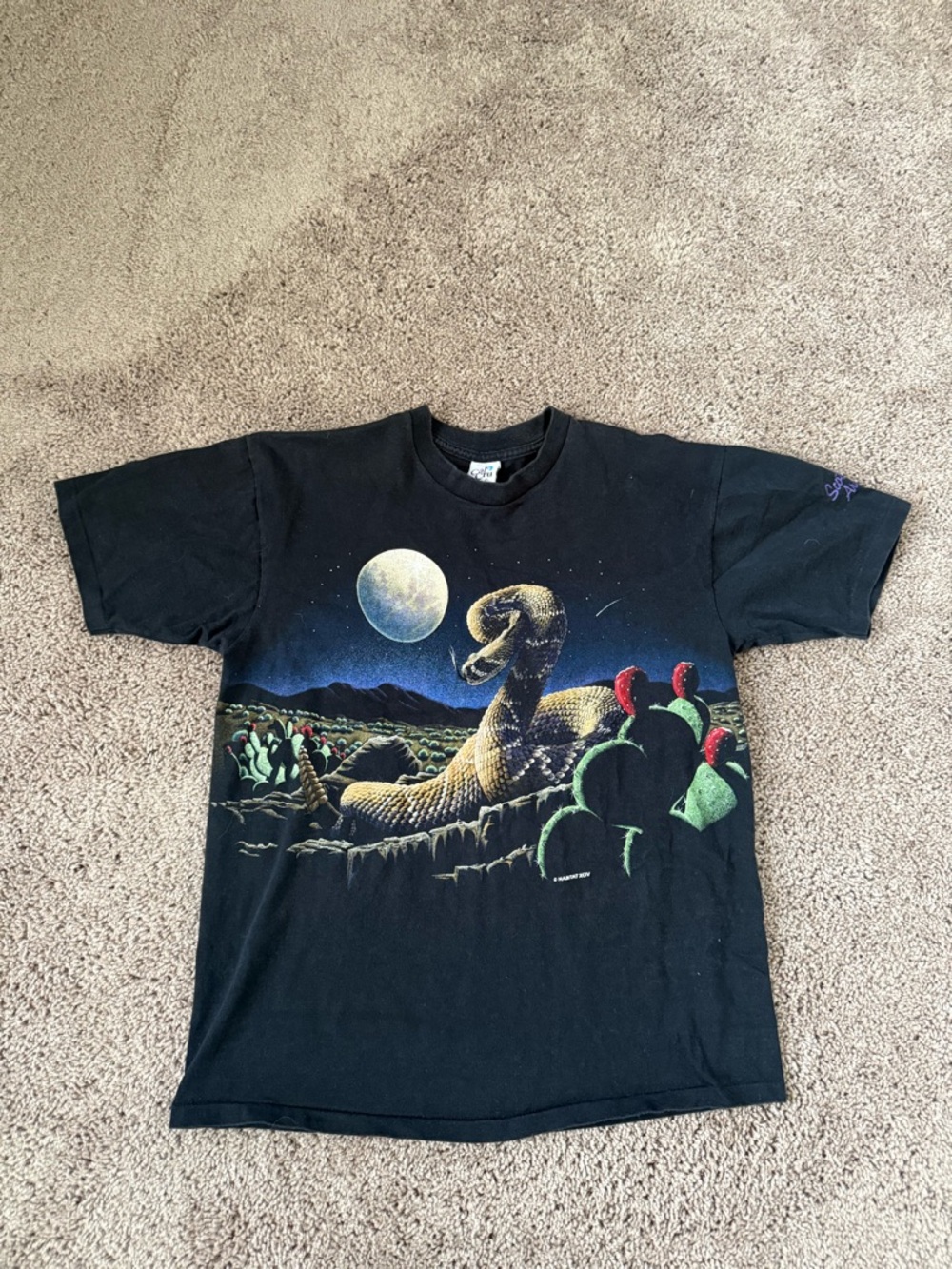 Vintage Wraparound Habitat Rattlesnake Desert T-shirt Cal Cru Black Adult Large